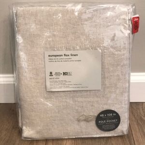 1 Curtain Panel 48” x 108”, West Elm, 100% European Flax Linen, Natural. NWT